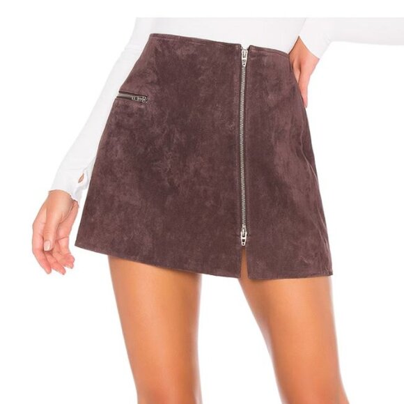 BlankNYC  Zip Suede Mini Skirt Size 26 - Picture 1 of 5